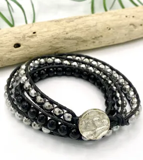 Hematite Onyx Wrap Bracelet