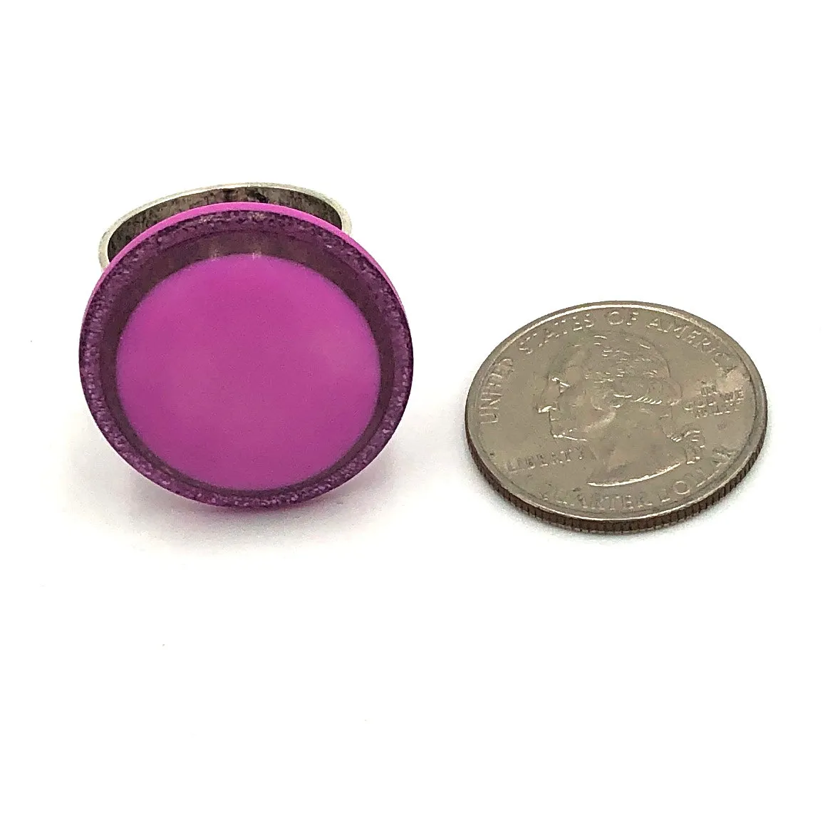 Hot Pink Glitter Cocktail Ring