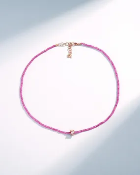 Infinite Beaded Pink Spinel & Mini Diamond Rondelle Necklace