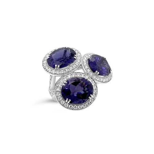 Iolite & Diamond Ring