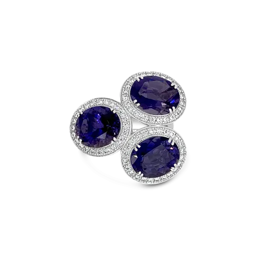 Iolite & Diamond Ring