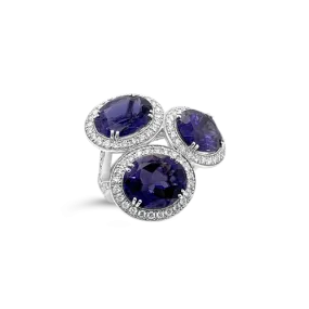 Iolite & Diamond Ring