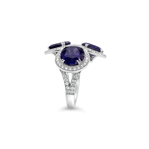 Iolite & Diamond Ring