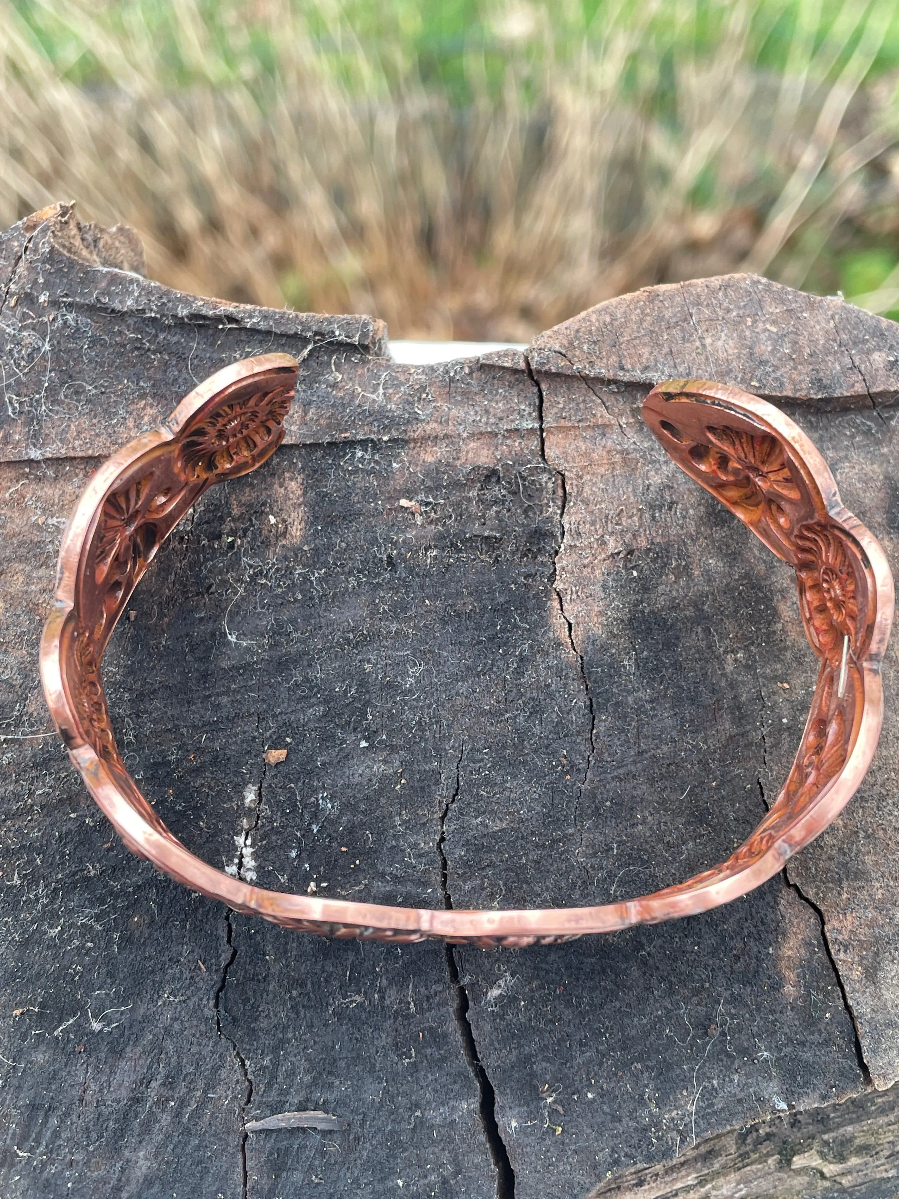 Iris and Daisy Copper Cuff