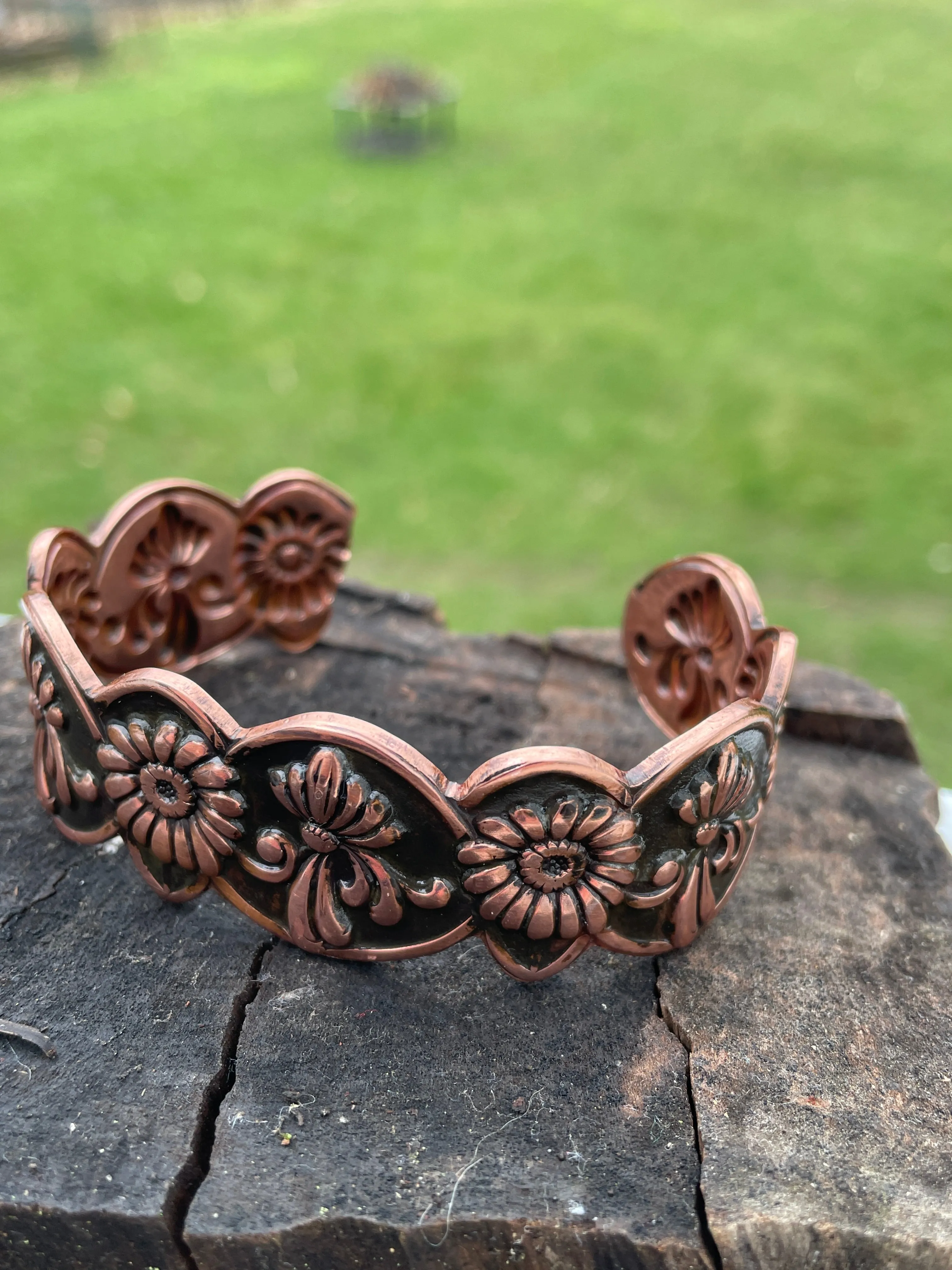 Iris and Daisy Copper Cuff