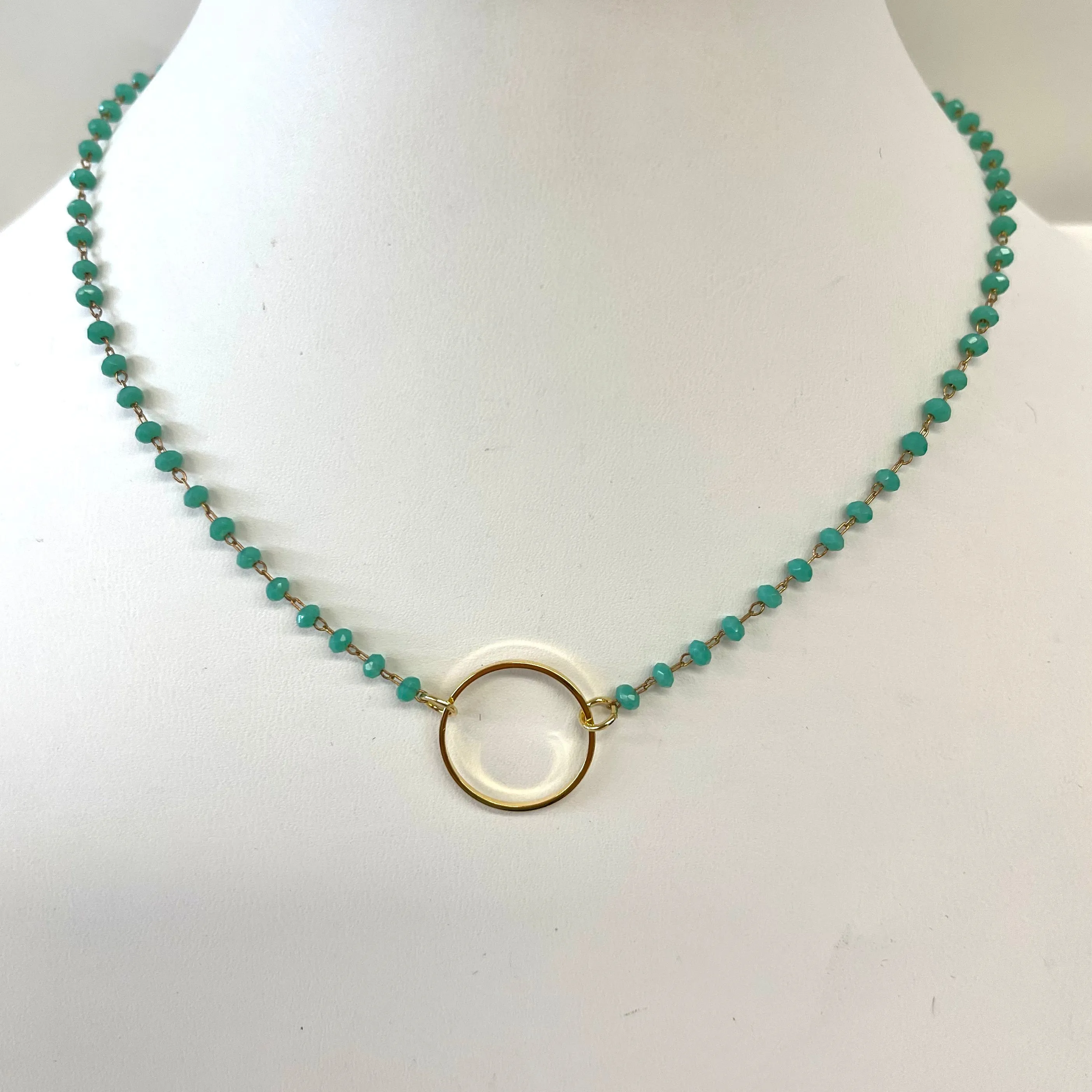 Jill Beaded Gold Circle Necklace