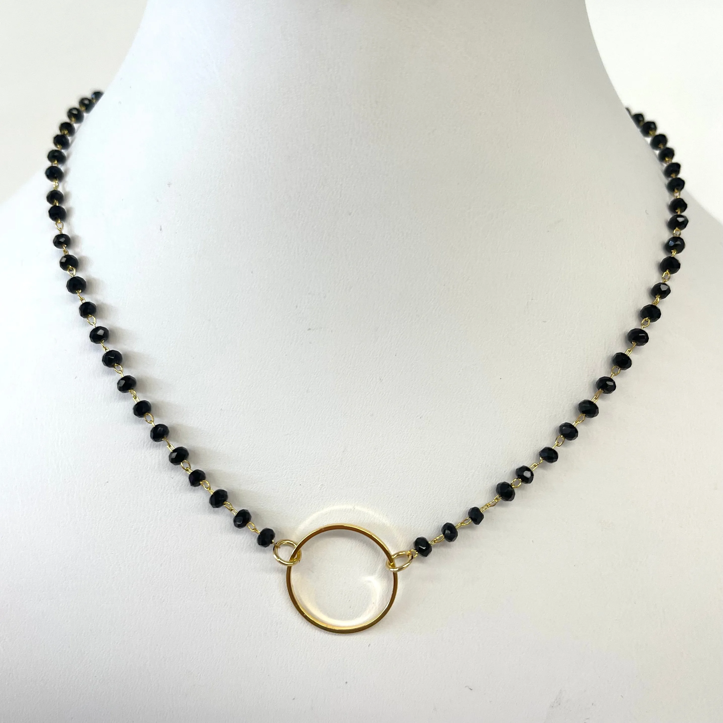 Jill Beaded Gold Circle Necklace