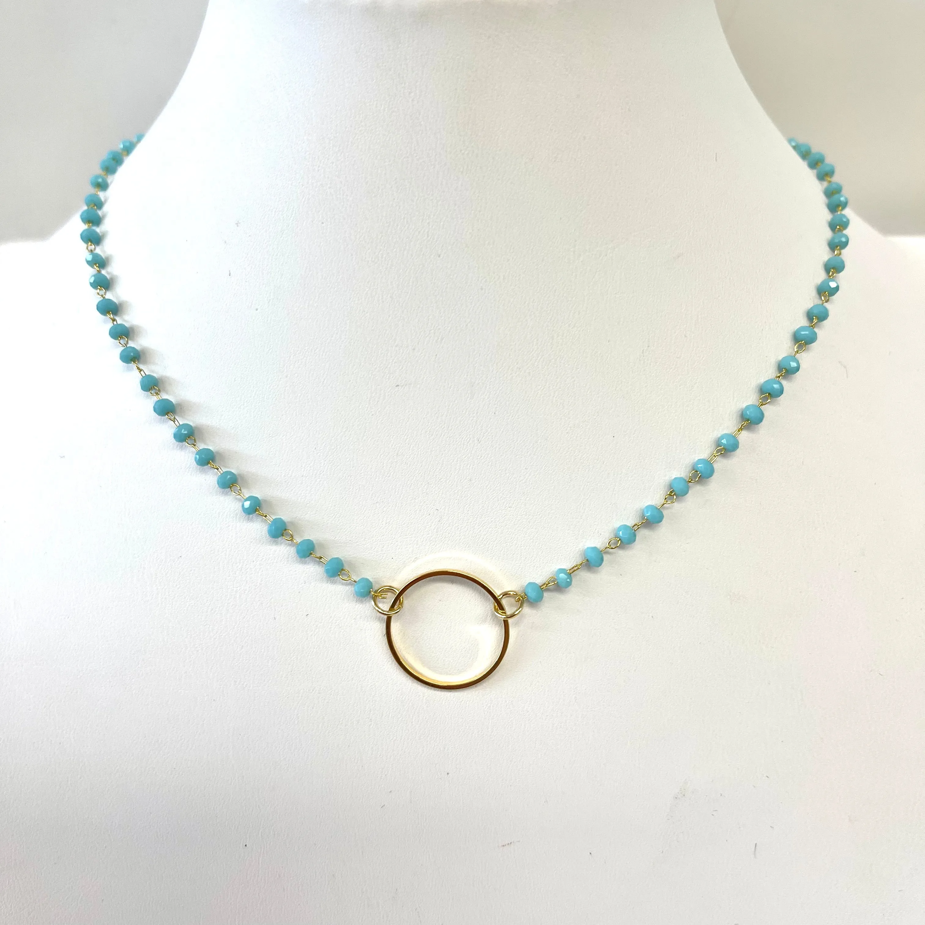 Jill Beaded Gold Circle Necklace