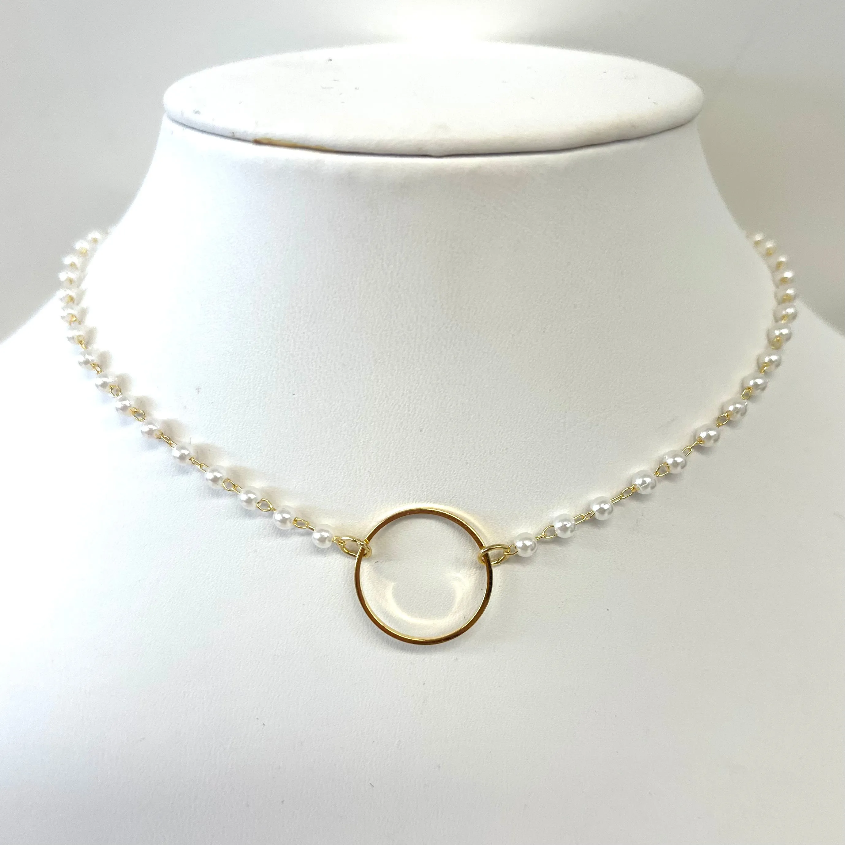 Jill Beaded Gold Circle Necklace