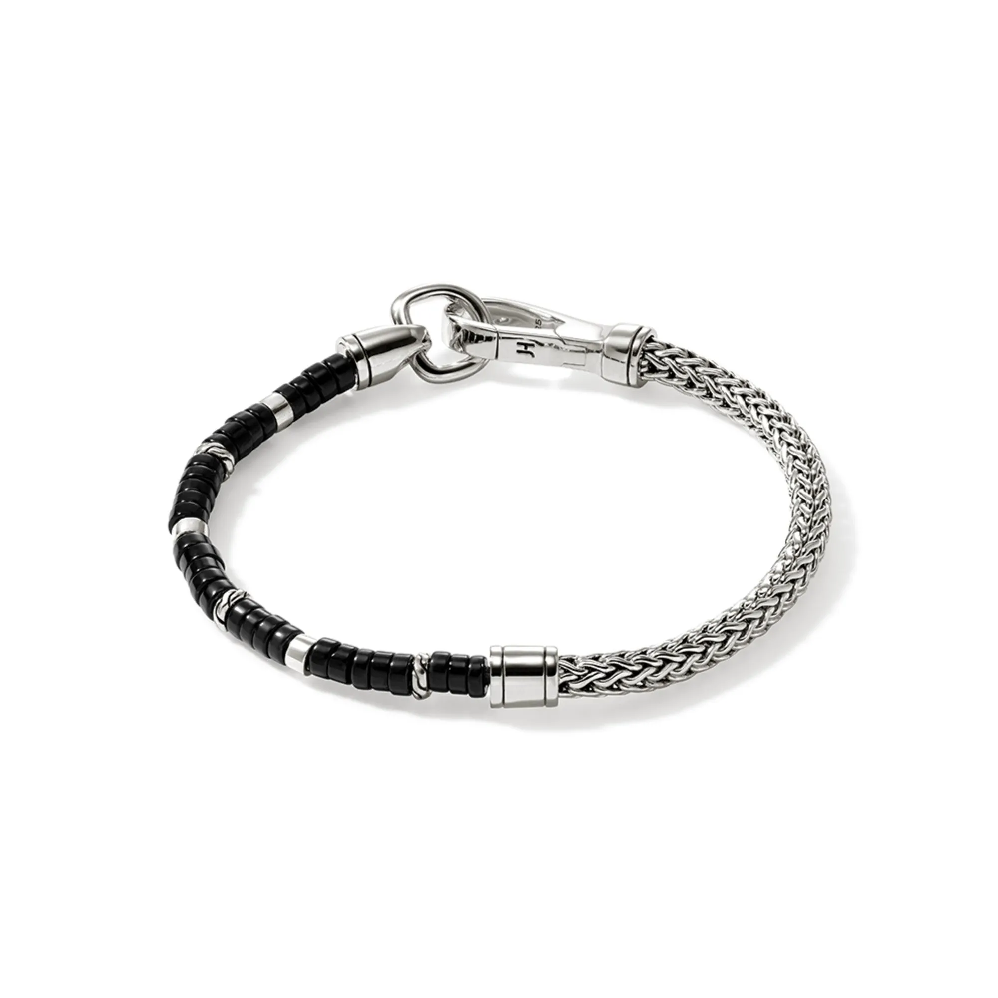 JOHN HARDY LARGE STERLING SILVER BLACK ONYX CHAIN BRACELET