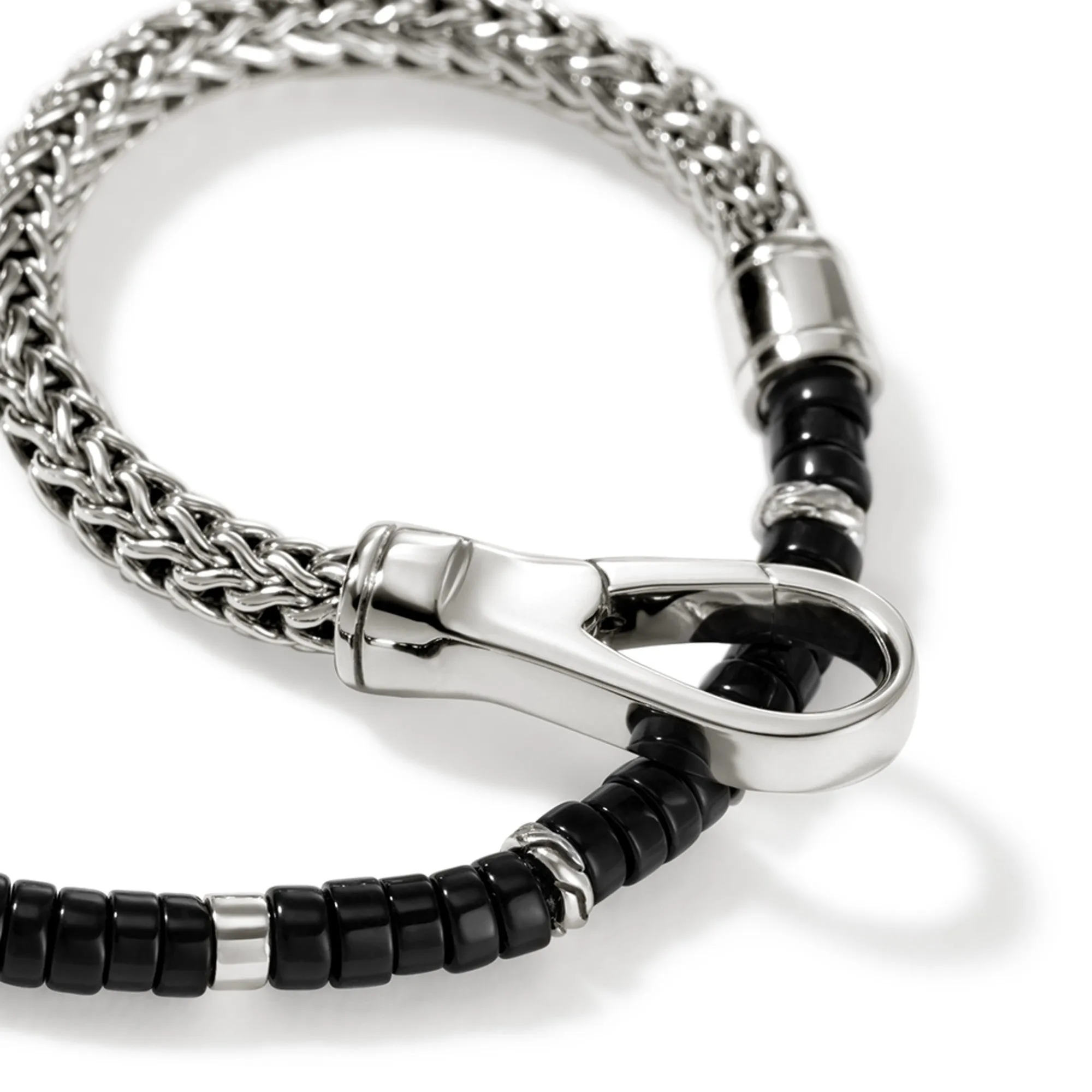 JOHN HARDY LARGE STERLING SILVER BLACK ONYX CHAIN BRACELET