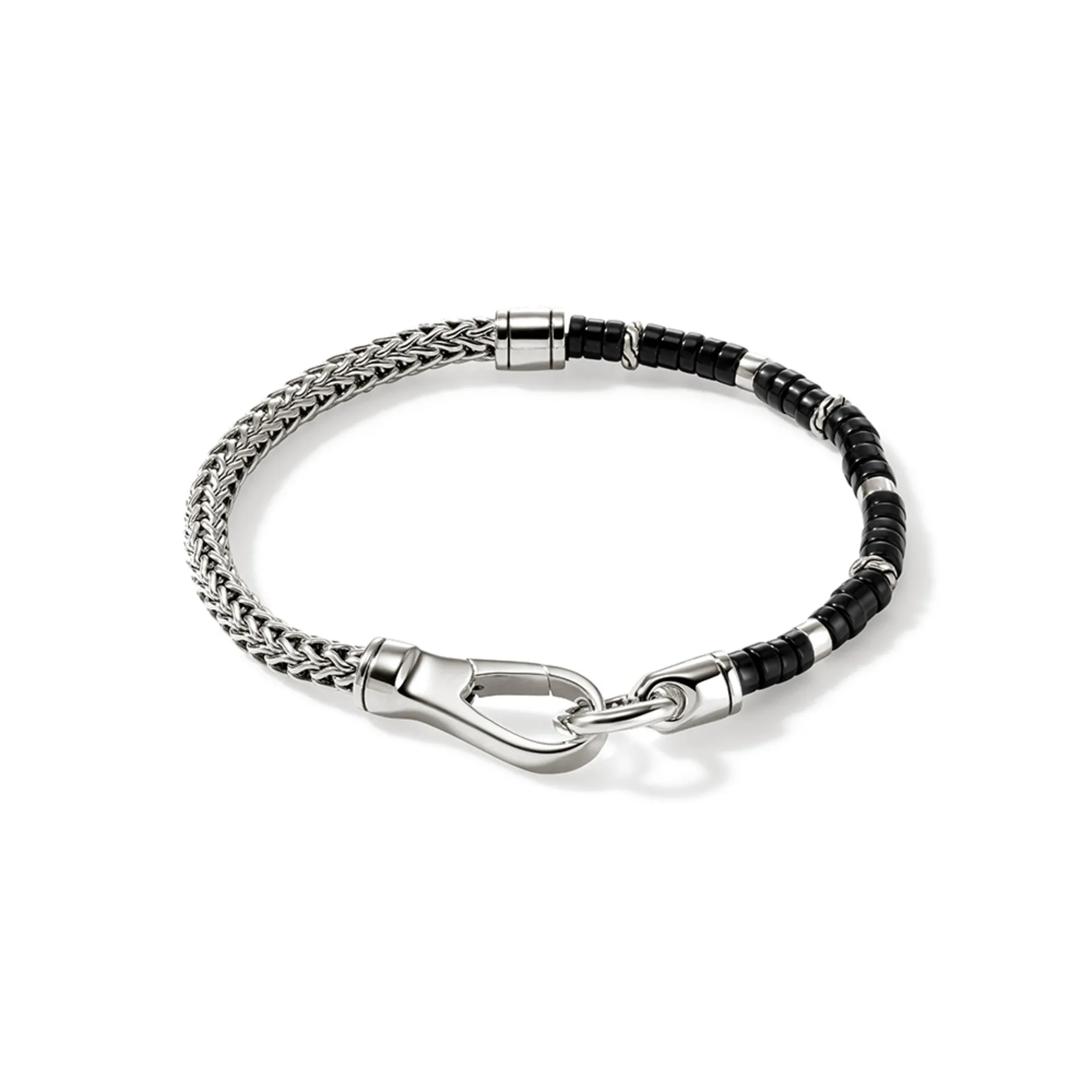 JOHN HARDY LARGE STERLING SILVER BLACK ONYX CHAIN BRACELET