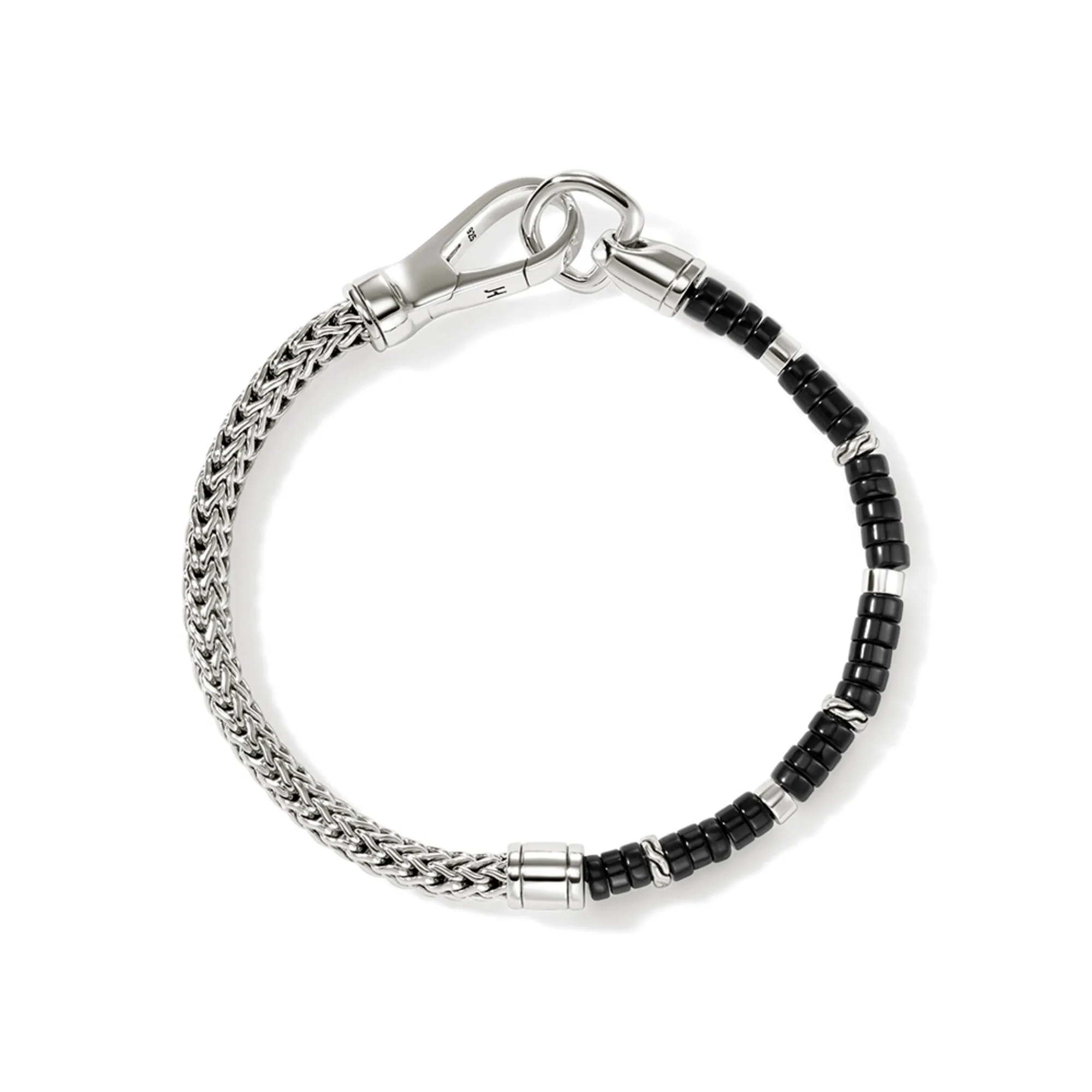 JOHN HARDY LARGE STERLING SILVER BLACK ONYX CHAIN BRACELET