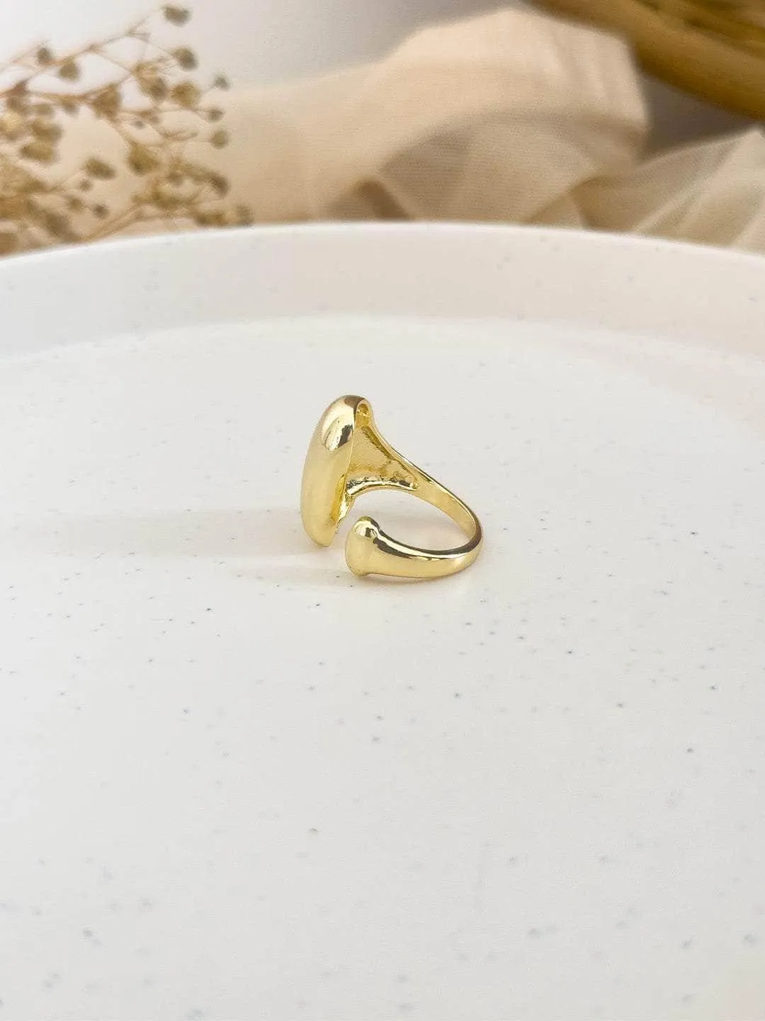 Jyotika In Vintage Stainless Steel Gold Plated Geometric Open Ended Ring