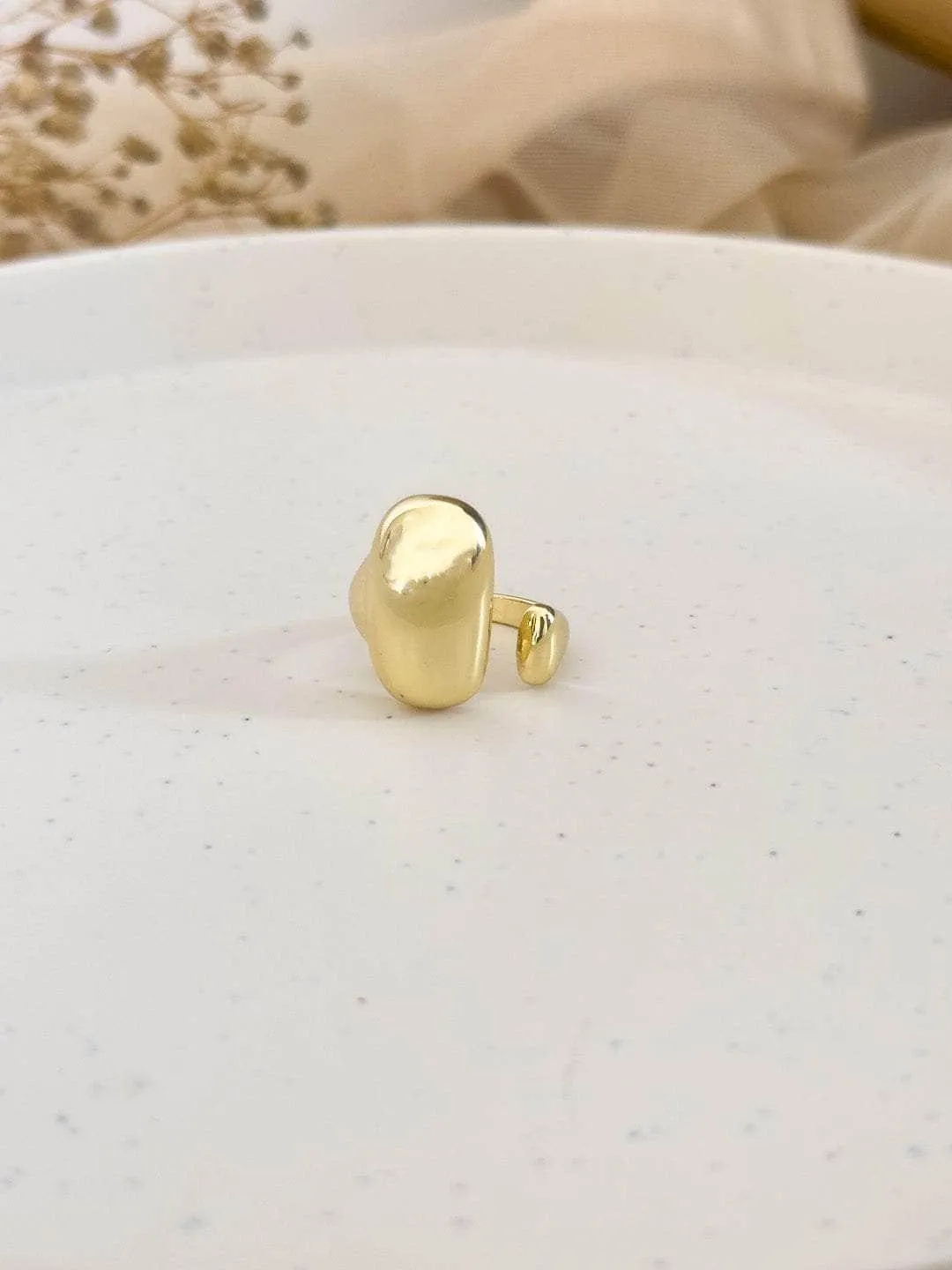 Jyotika In Vintage Stainless Steel Gold Plated Geometric Open Ended Ring