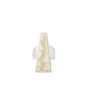 Kendra Scott Collins Ring - Bright Silver White Abalone - Size 6