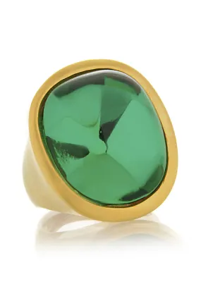 KENNETH JAY LANE EMERALD Oval Green Crystal Cocktail Ring