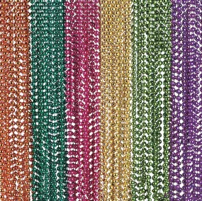 Kicko Mardi Gras Beads Necklace - 144 Pieces Metallic Bulk Party Favor Beaded Necklace