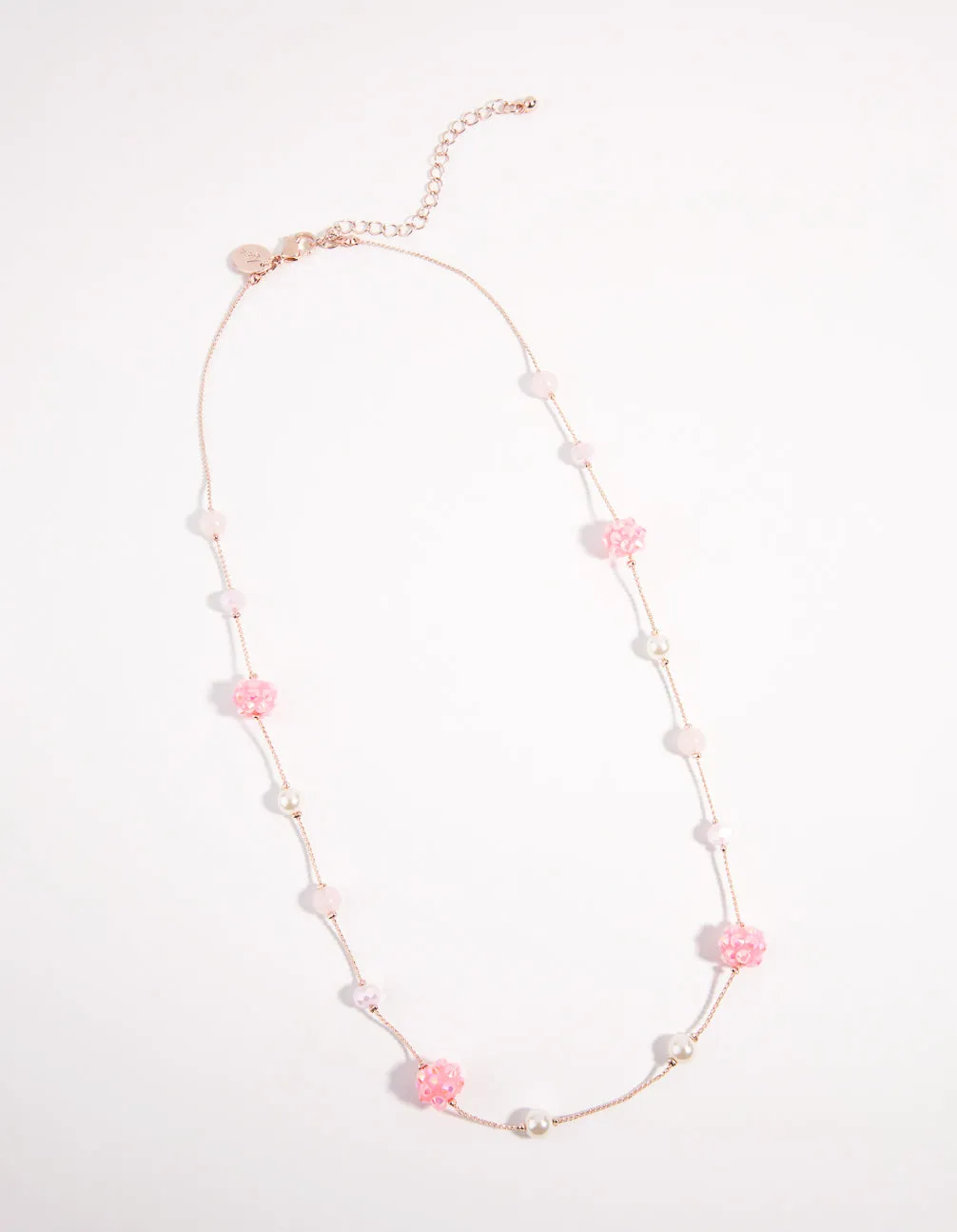 Kids Rose Gold Fireball Bead Station Necklace