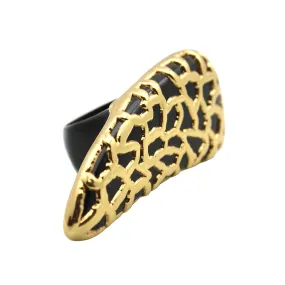 Kleio Horn Black Statement Ring Gold
