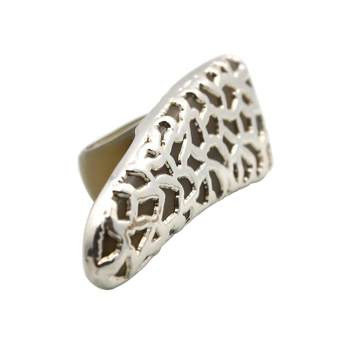 Kleio Horn Black Statement Ring Silver