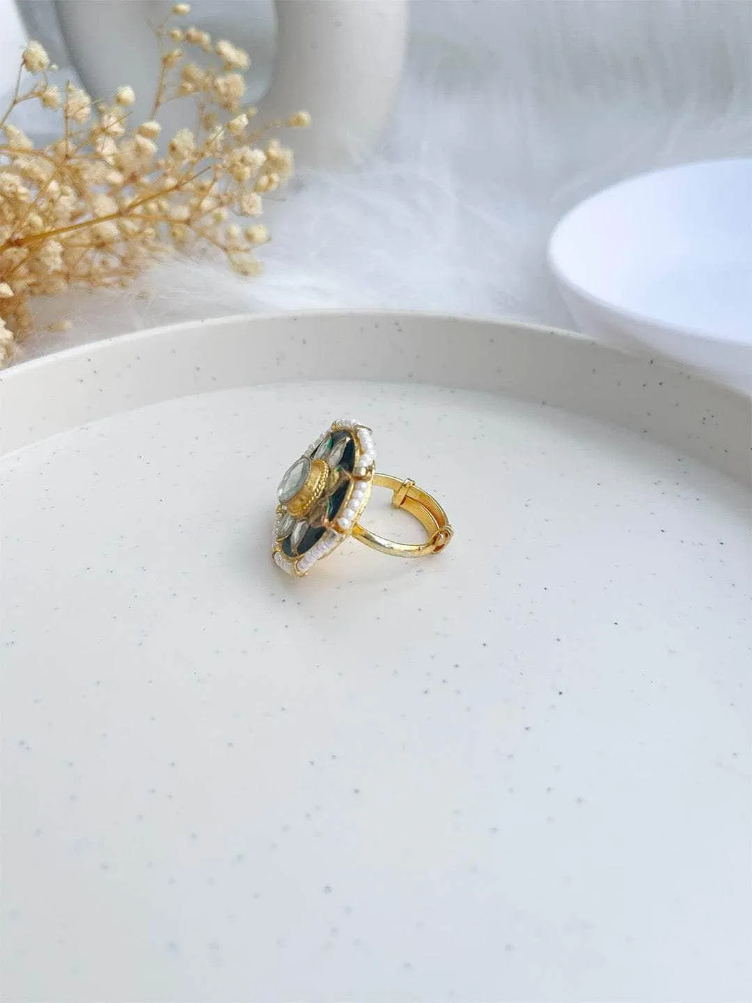Kundan Meenakari Finger Ring