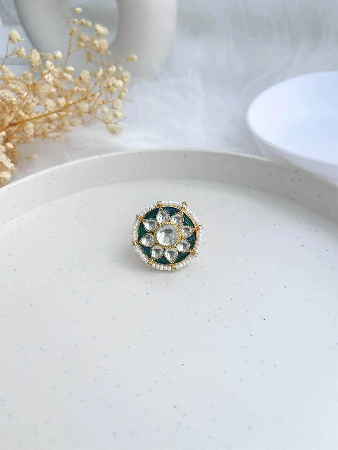 Kundan Meenakari Finger Ring