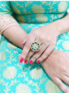 Kundan Meenakari Finger Ring