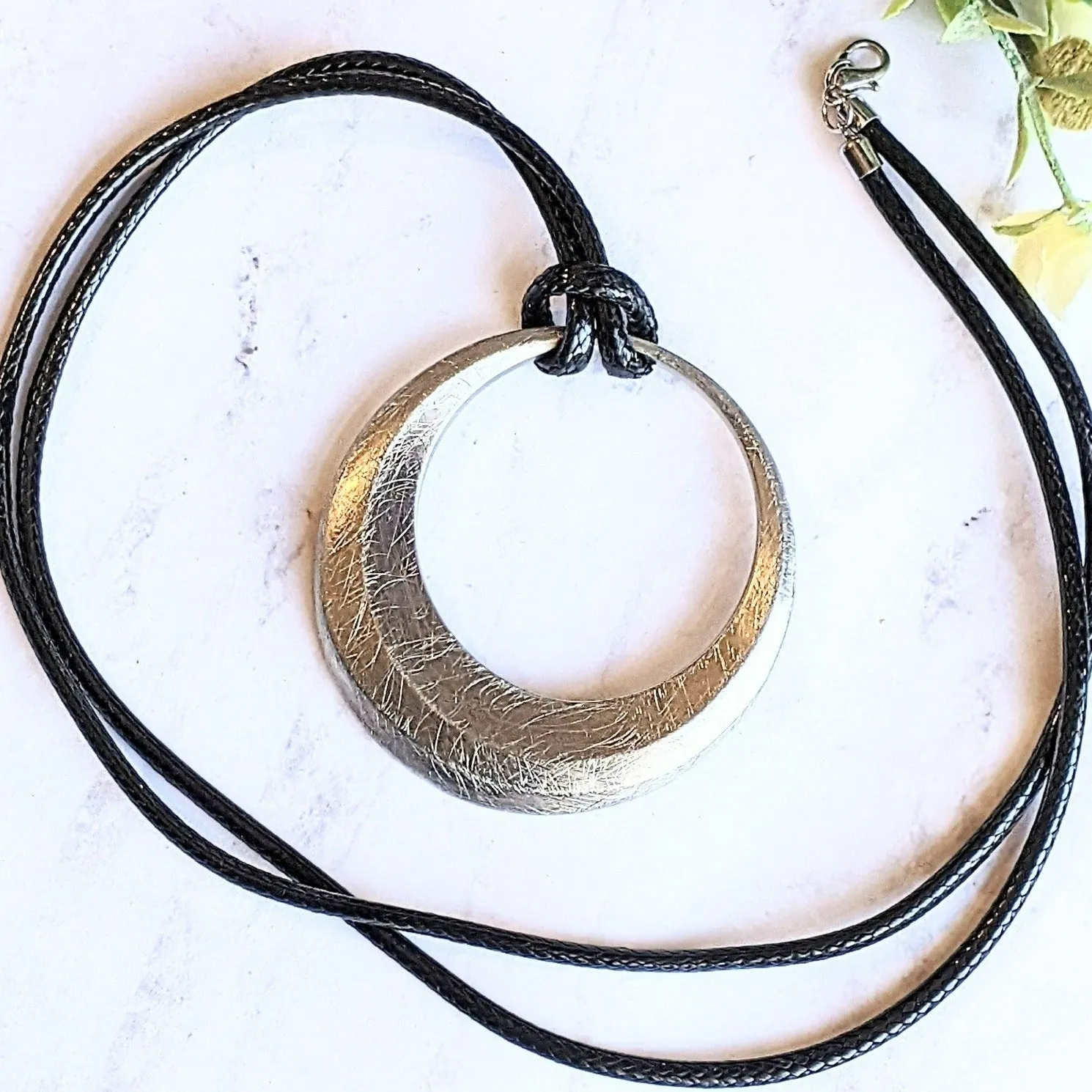 Large Circle Pendant Cord Necklace, 36 inches