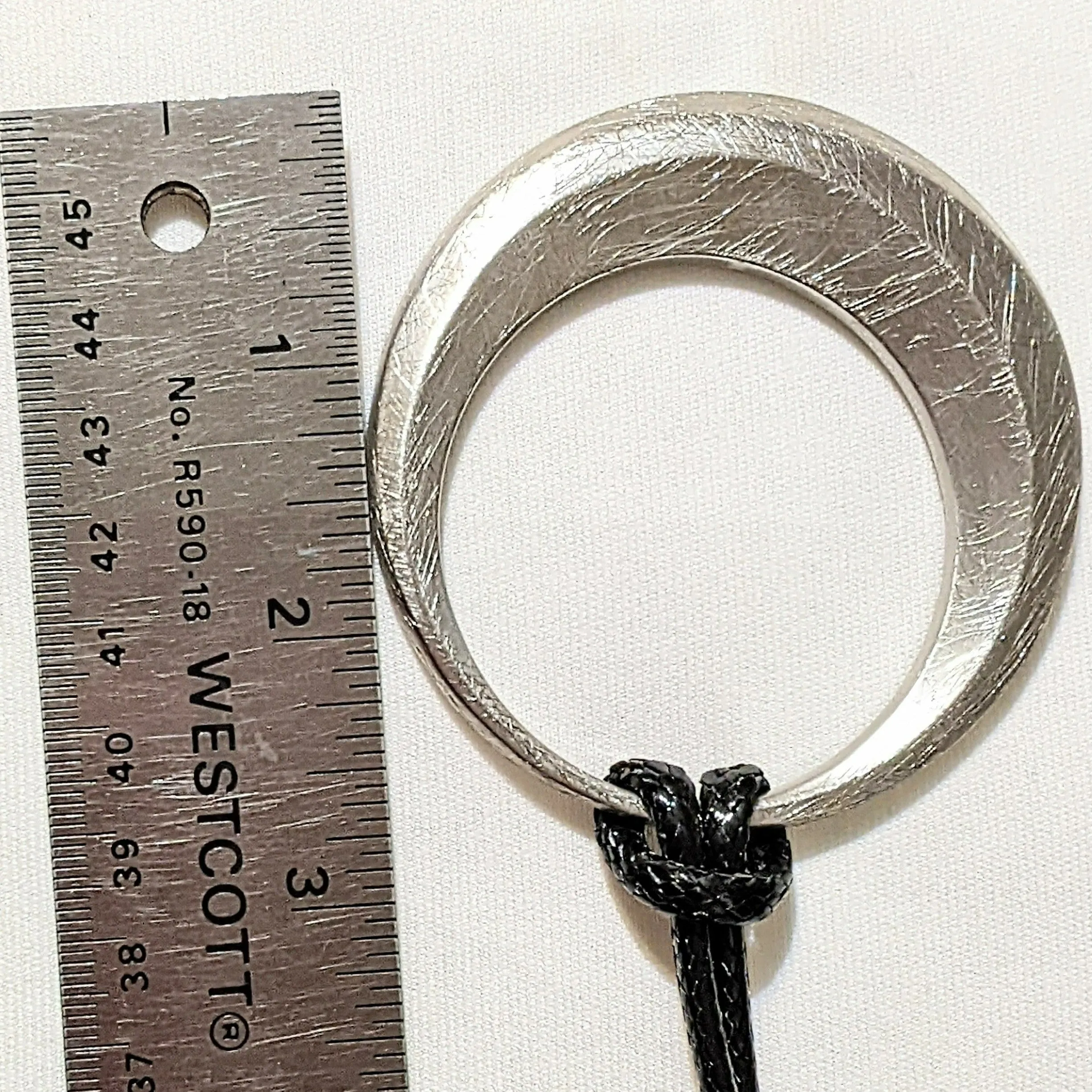 Large Circle Pendant Cord Necklace, 36 inches