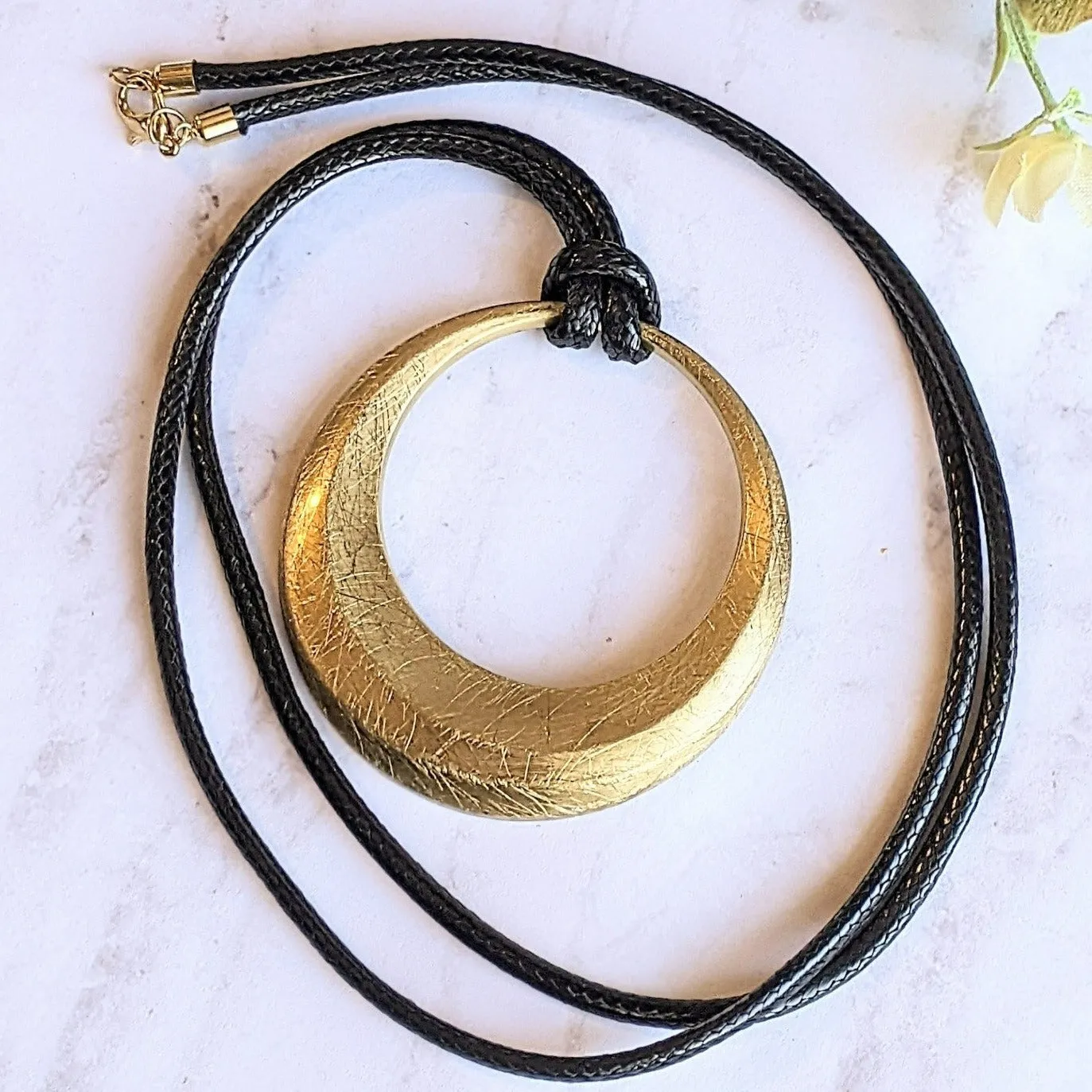 Large Circle Pendant Cord Necklace, 36 inches