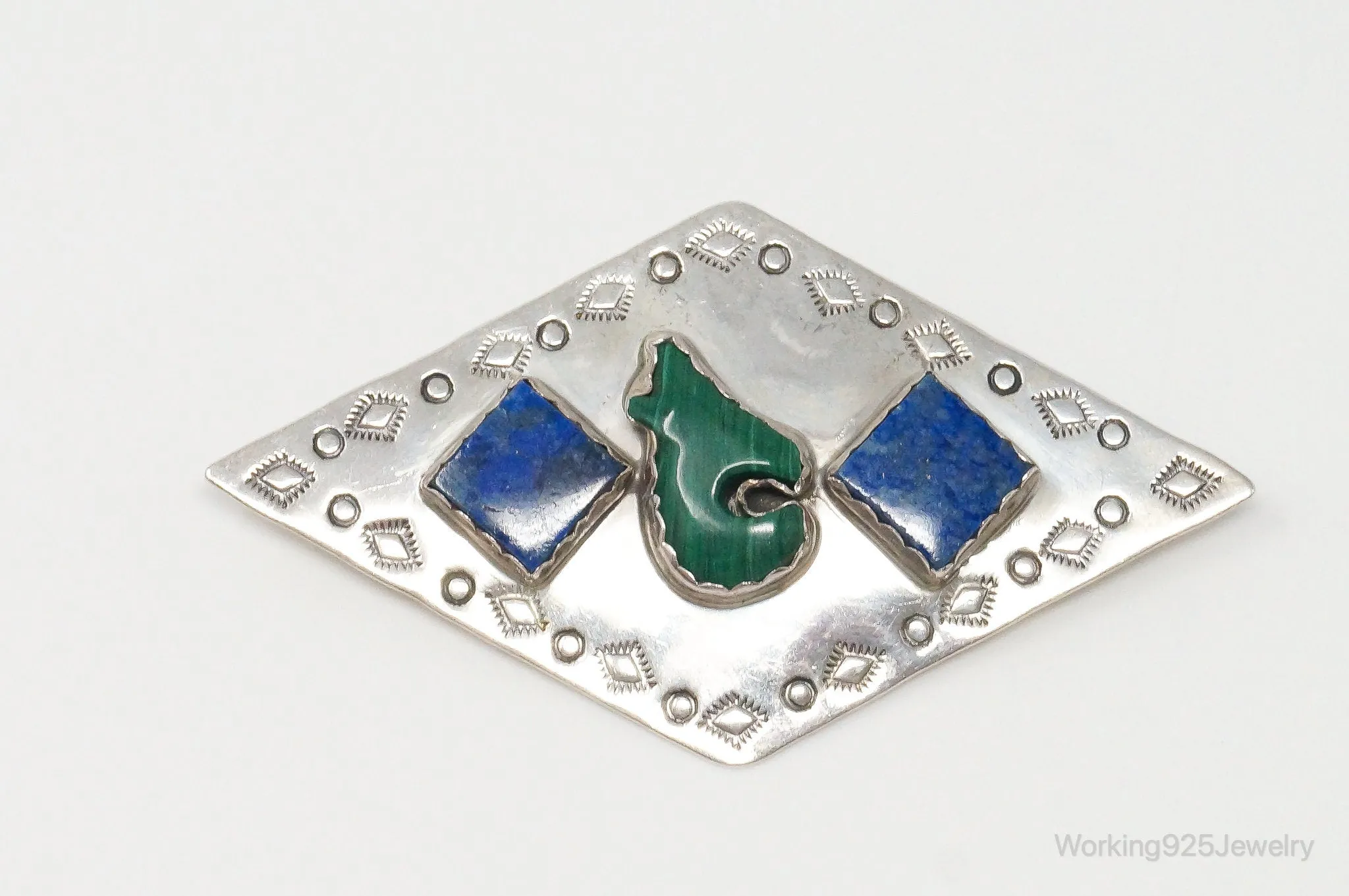 Large VTG Native American Wilbur Wauneka Bear Sterling Silver Pendant Pin