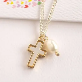 Lauren Hinkley Cross Pendant Necklace with Freshwater Pearl