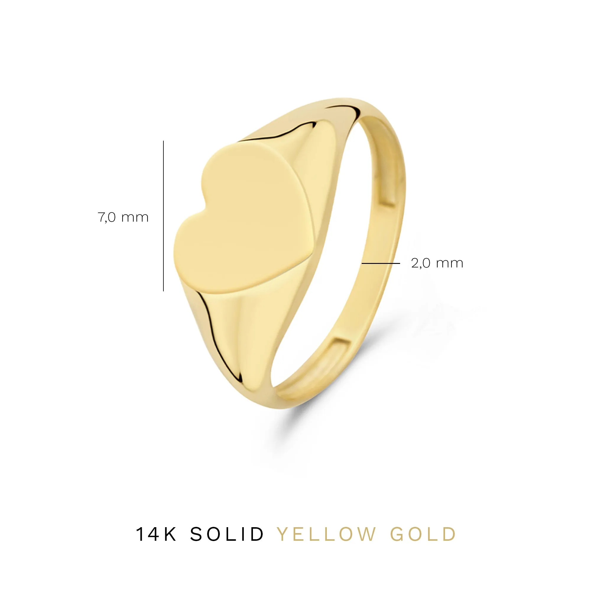 Le Marais Lauren 14 karat gold signet ring with heart