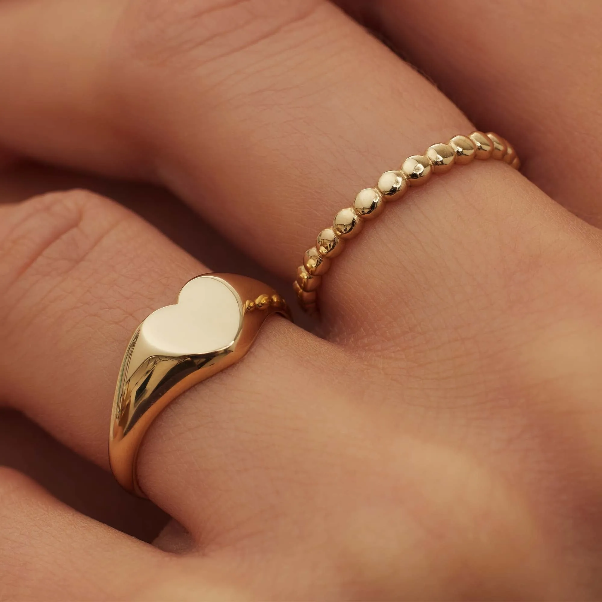 Le Marais Lauren 14 karat gold signet ring with heart