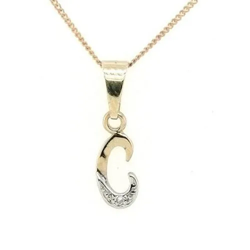 Letter C  Initial Diamond Pendant 9ct