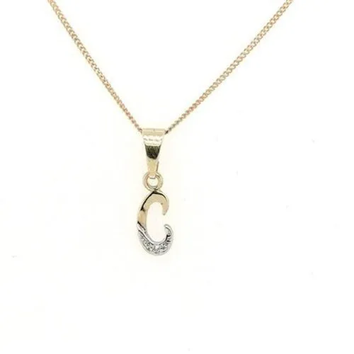 Letter C  Initial Diamond Pendant 9ct
