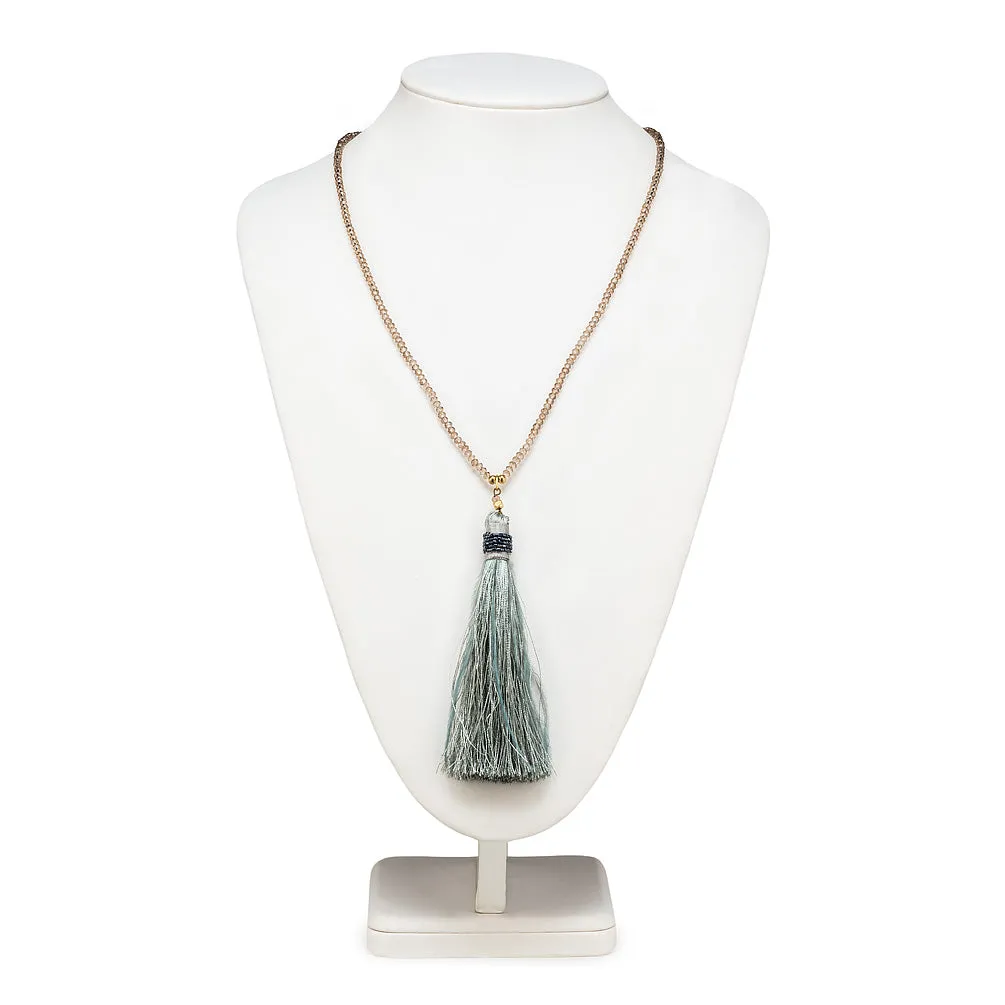 Long Necklace with Tassel- Grey