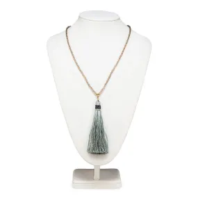 Long Necklace with Tassel- Grey