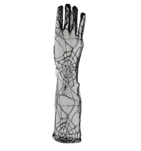 Long Spider Web Design Black Gloves