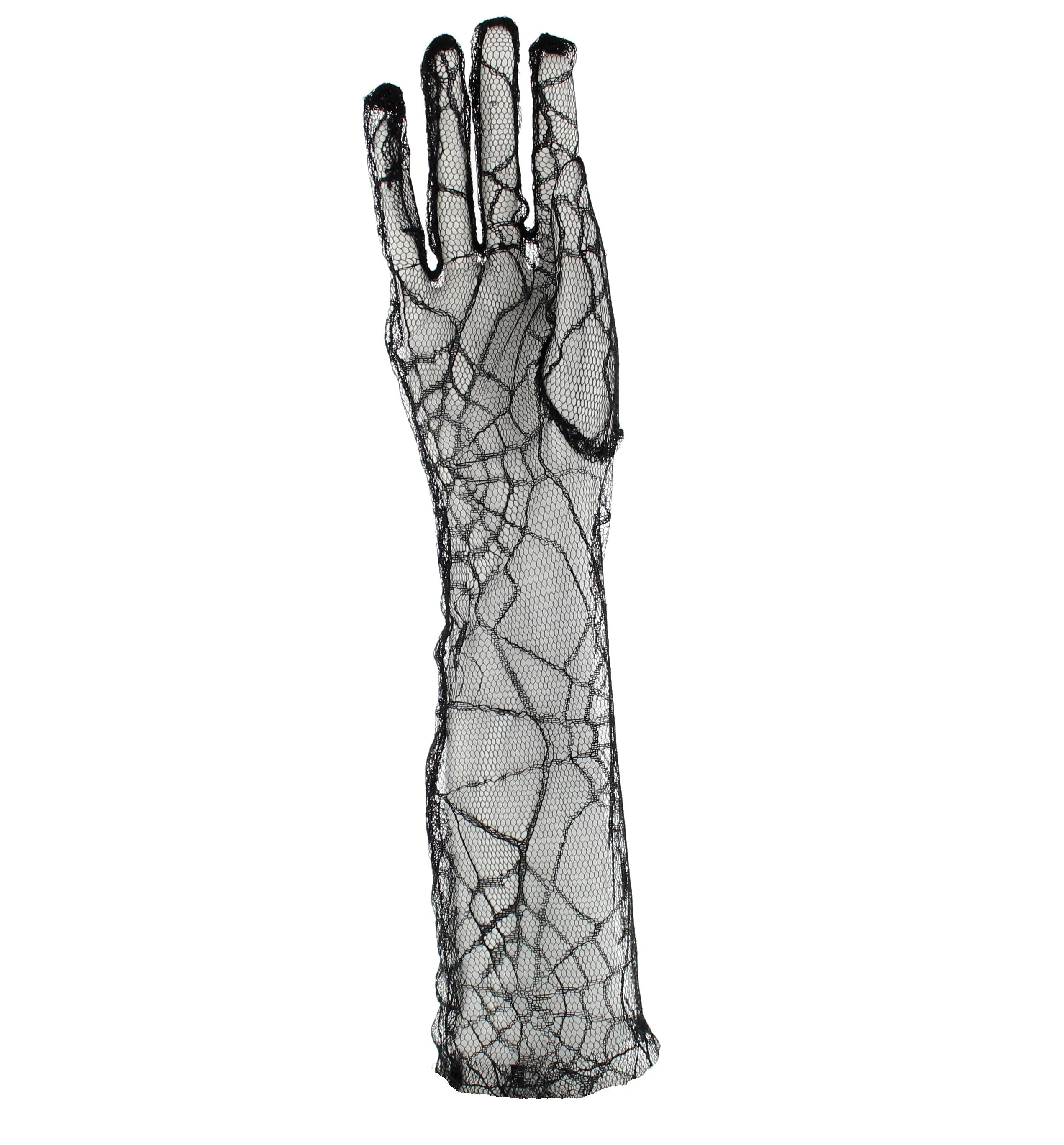 Long Spider Web Design Black Gloves
