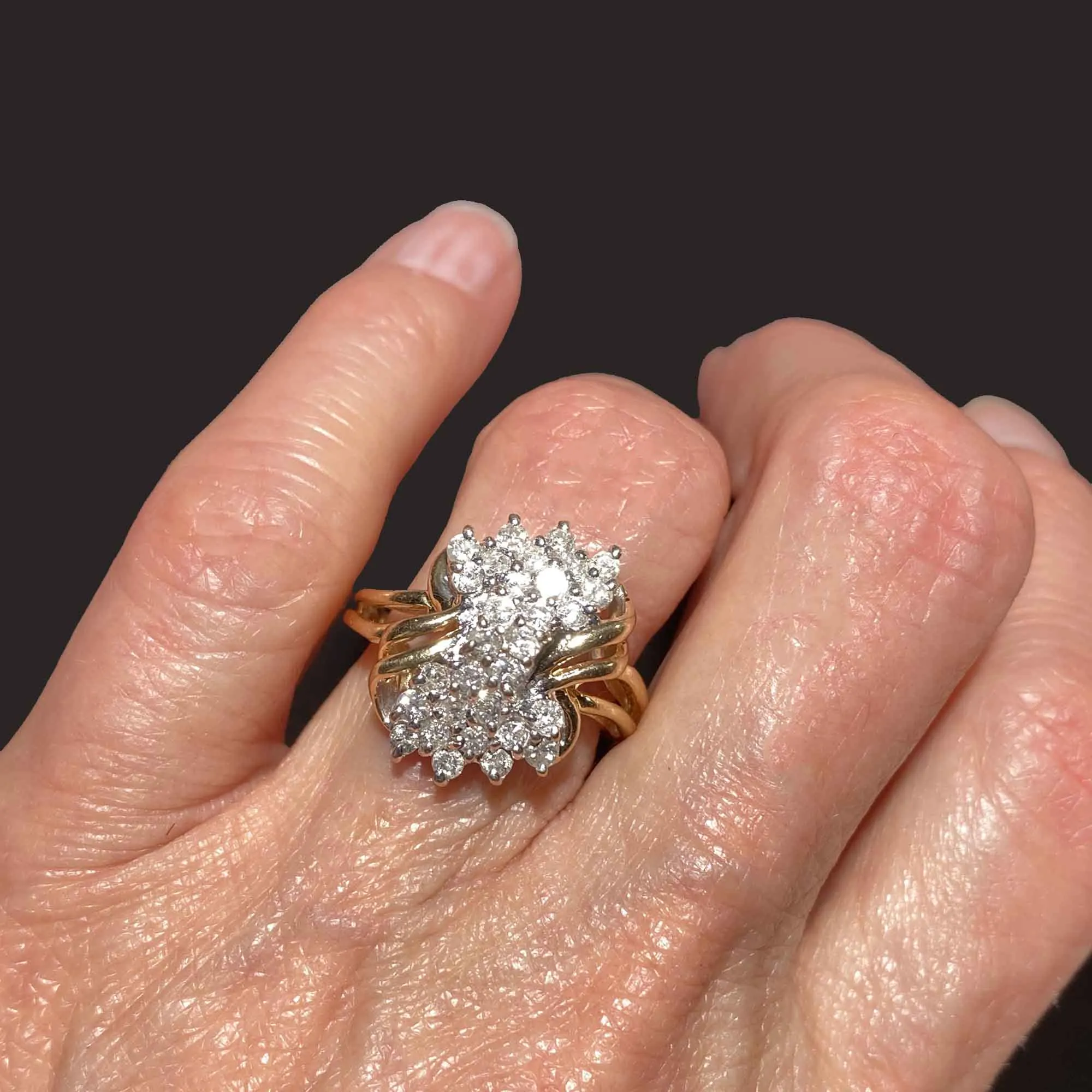 Love Knot 14K Gold 1.5 CTW Diamond Cocktail Ring, Sz 7