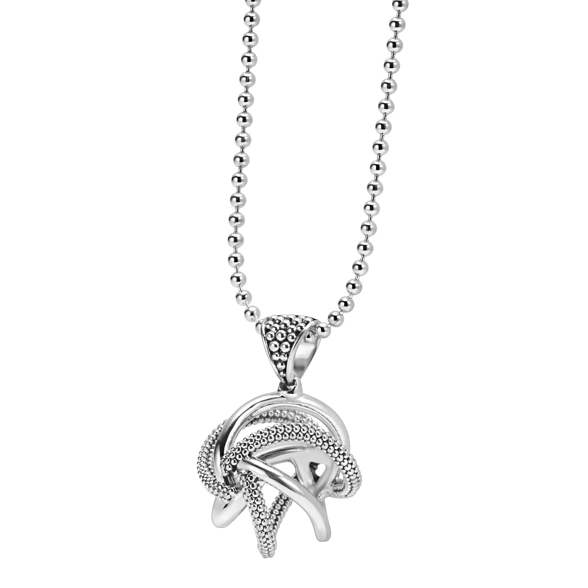 Love Knot Large Sterling Silver Pendant Necklace