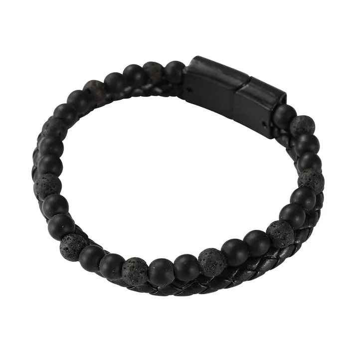 Mad Man Lava & Leather Men's Bracelet