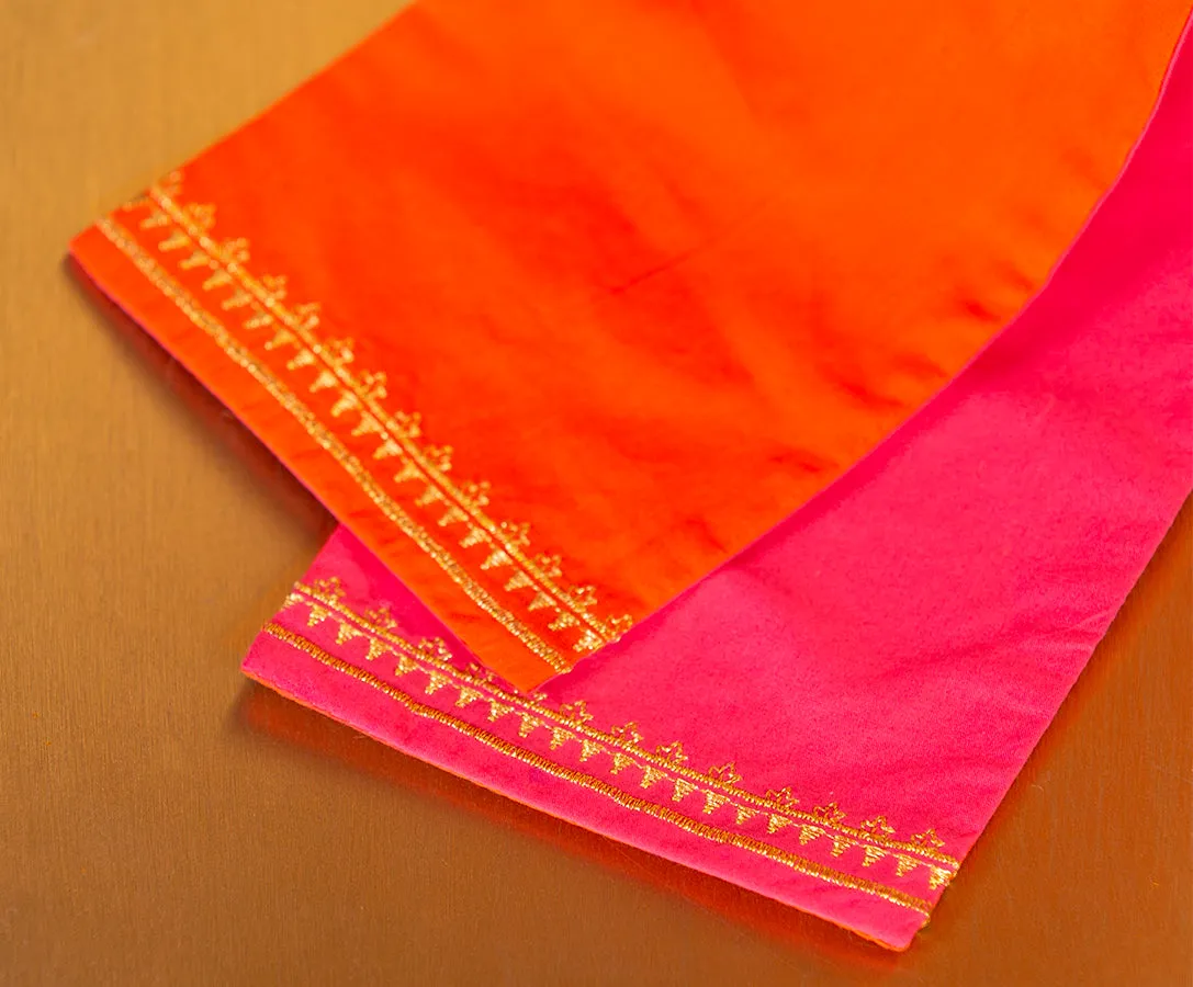 Maharani Reversible Sash Belt in Fuchsia and Coral Orange