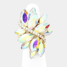 Marquise Aurora Borealis Crystal Cluster Stretch Ring