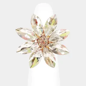 Marquise Clear Stone Flower Gold Stretch Ring