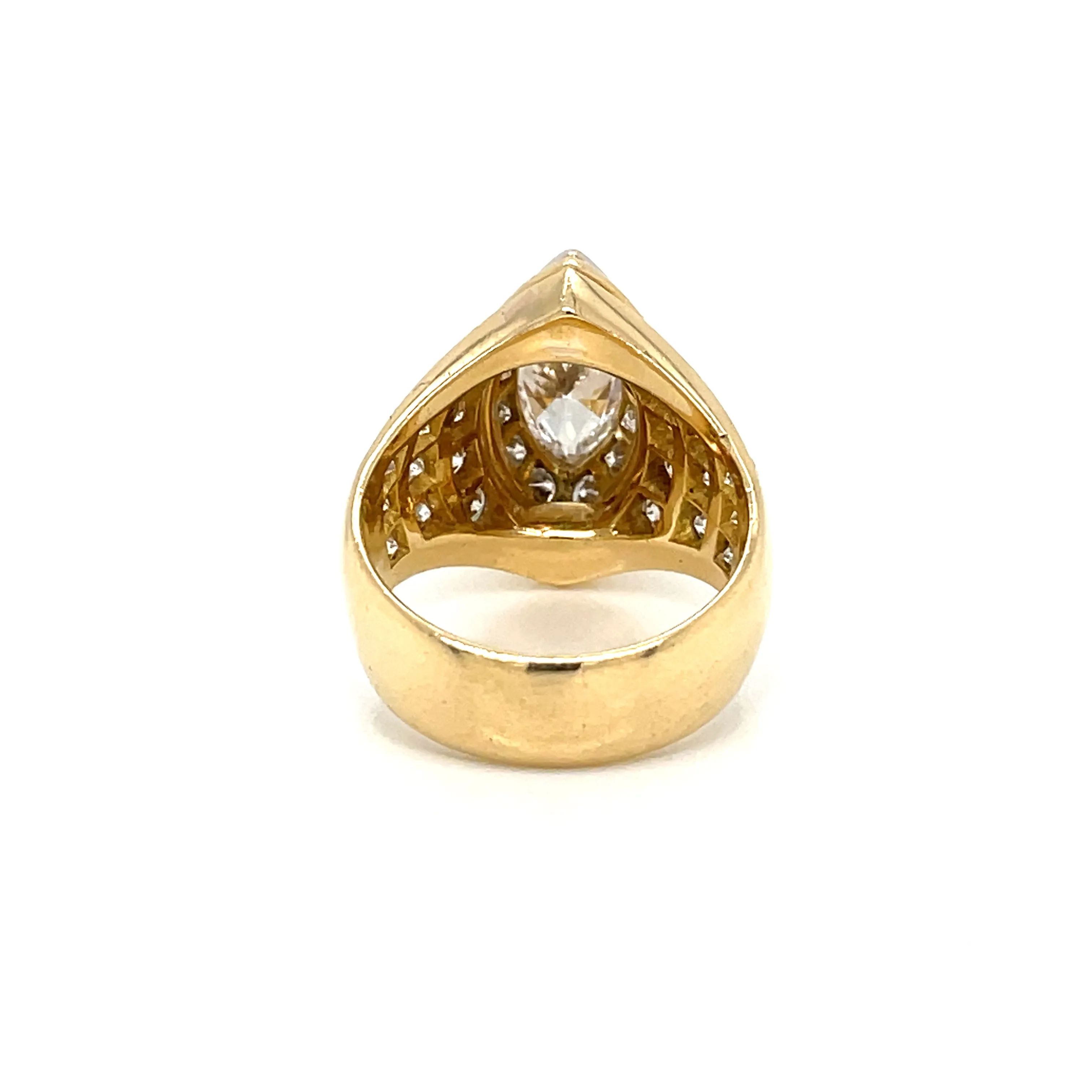 Massoni Rome Certified 1.92 Carat Marquise Diamond Bombe Cocktail Ring