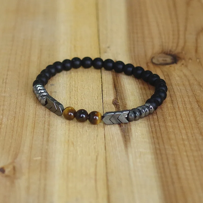 Matte Black Onyx Tiger Eye Beads Bracelet
