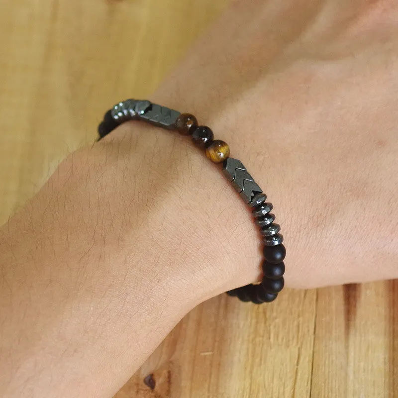 Matte Black Onyx Tiger Eye Beads Bracelet